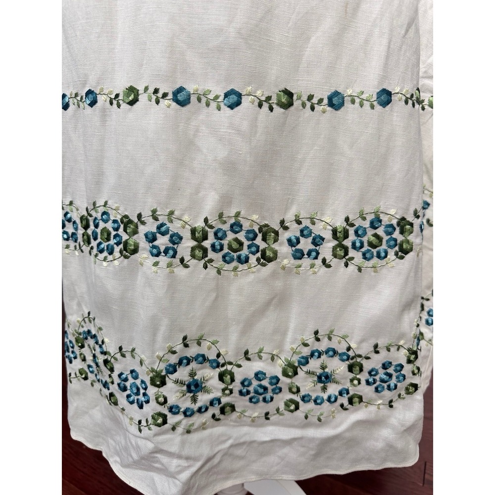 Ann Taylor NWT Linen Halter Floral Embroidered Coquette Dress Size 10 Feminine - Picture 3 of 11